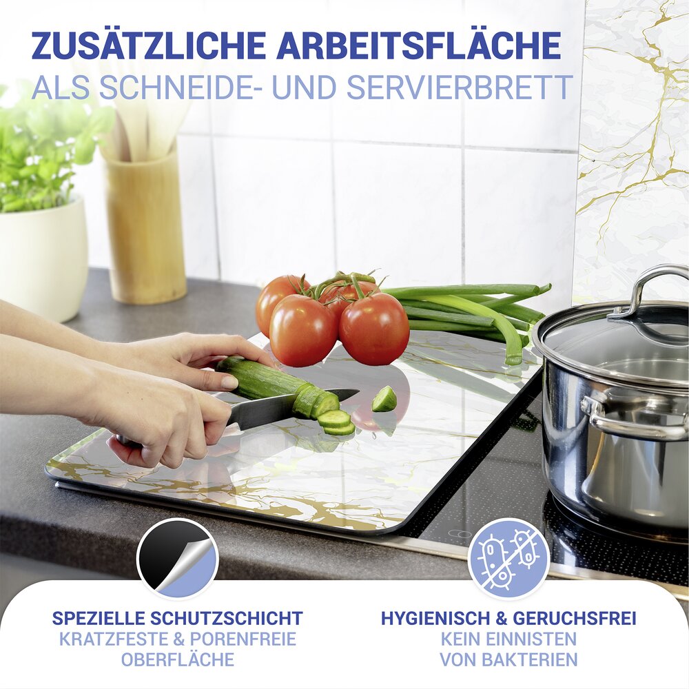 Herdabdeckplatte Universal Mod. Marmor Gold, 2er Set  für alle Herdarten geeignet