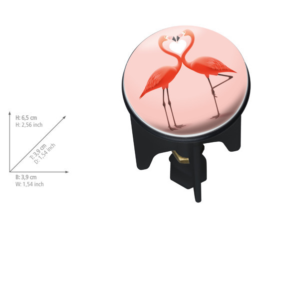 Waschbeckenstöpsel Pluggy® Mod. Flamingo Love  für alle handelsüblichen Abflüsse