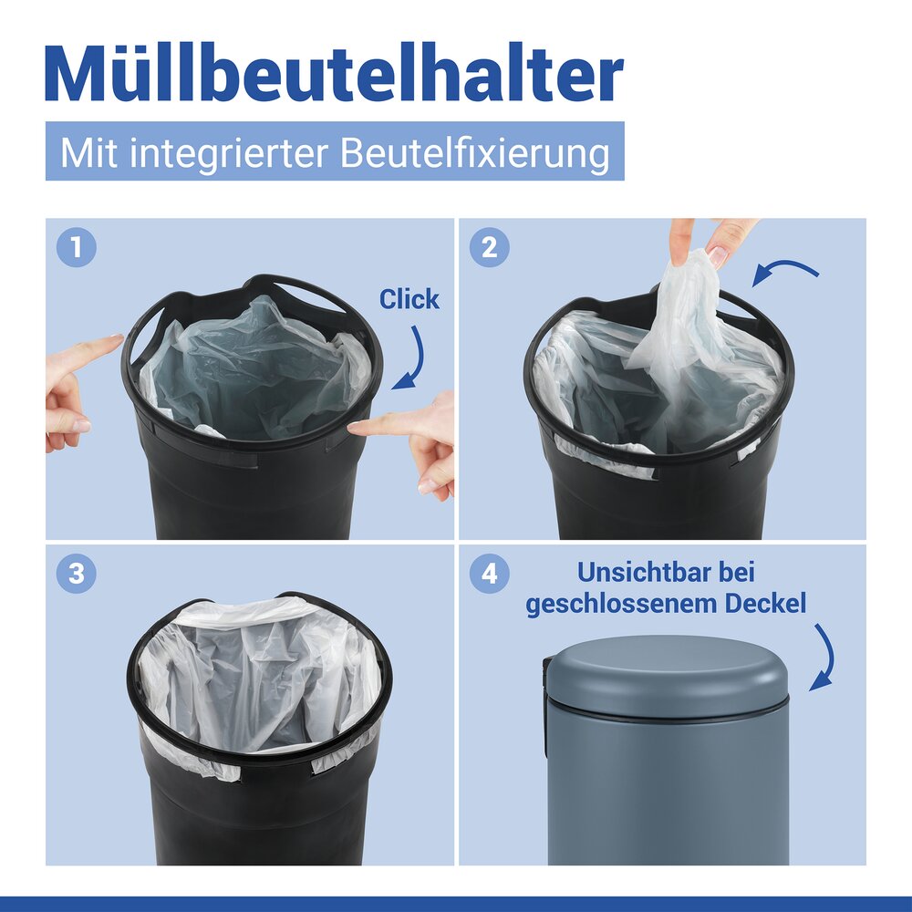 Kosmetik-Treteimer Mod. Leman Slateblue 3 L  mit herausnehmbarem Einsatz