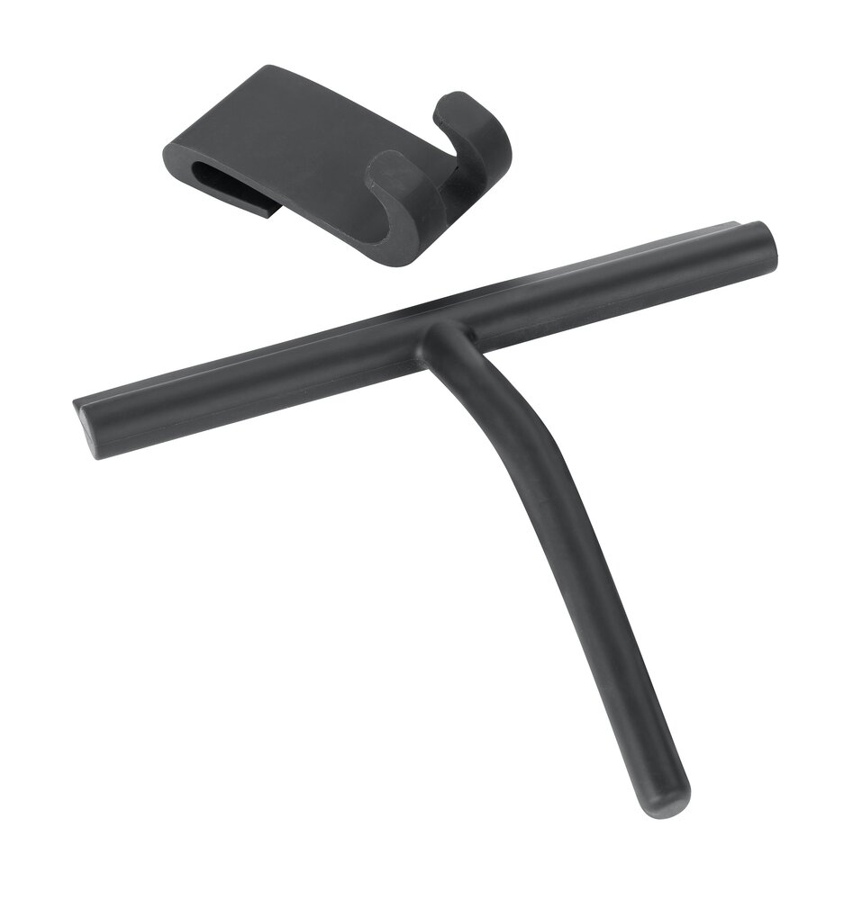 Silikon Duschabzieher Mod. MONDINE Schwarz  mit Halterung für Duschwände