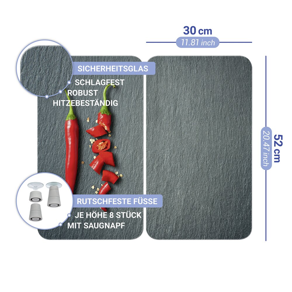 Plaque de Recouvrement Universelle Mod. Cayenne, set de 2  pour tous les types de cuisinières