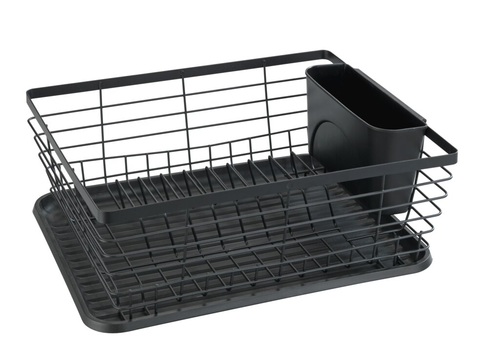 Geschirrabtropfer Mod. Drip Schwarz  mit herausnehmbarem Besteckkorb