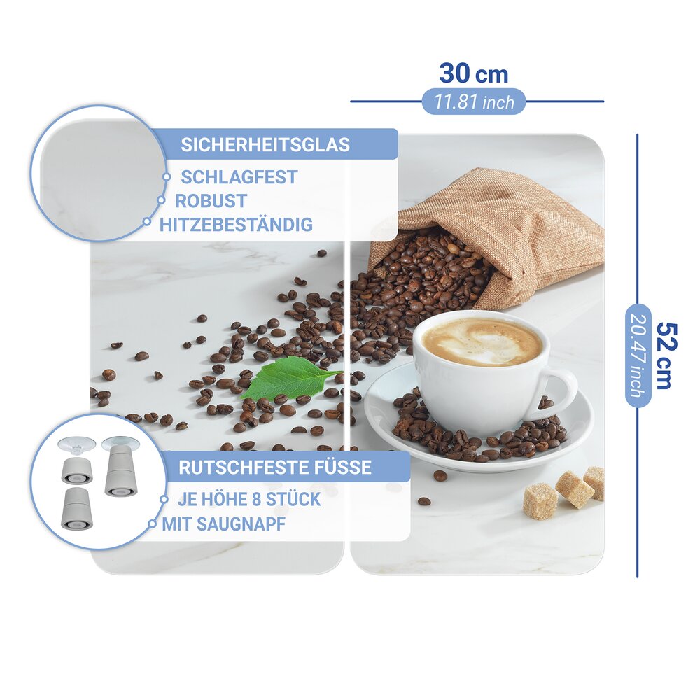 Herdabdeckplatte Universal Mod. Café Aromatica, 2er Set  für alle Herdarten geeignet
