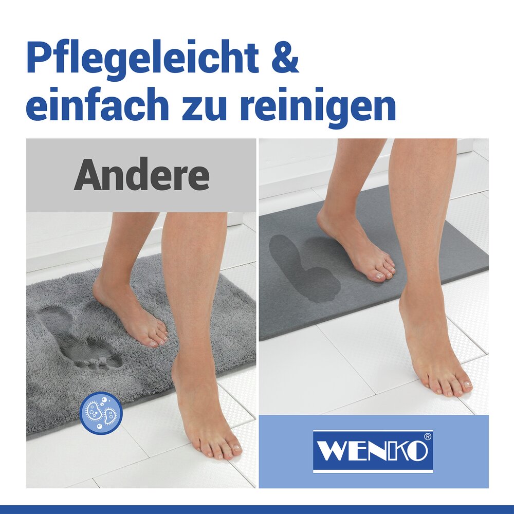 Tapis de bain Diatomite Mod. Simi Gris, 60 x 39 cm  séchage rapide et antidérapant