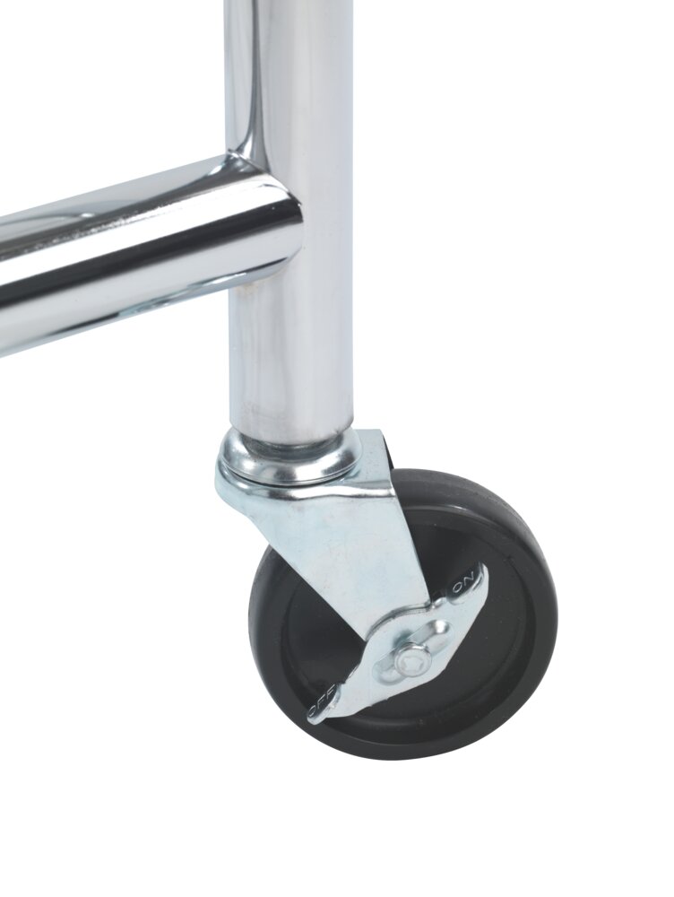 Portant vêtement solide sur roulette Profi, charge 100 kg, Métal chromé, 121x185x52 cm  sur roulettes