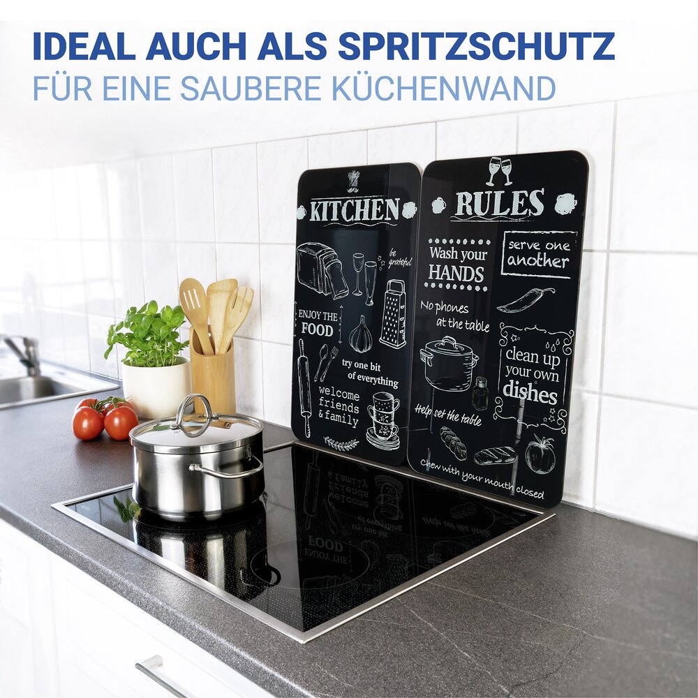 Plaque de Recouvrement Universelle Mod. Kitchen Rules, set de 2  pour tous les types de cuisinières