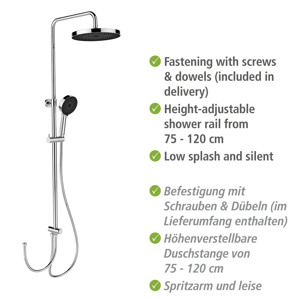 Ensemble pommeau, barre de douche et flexible Softwater  couleur chrome, raccordement facile