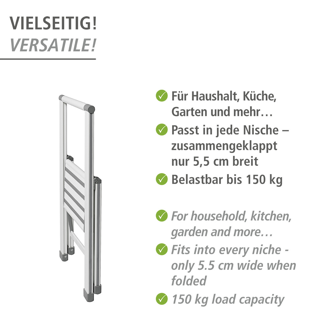 Alu-Design Klapptrittleiter 1-stufig Weiß  Haushaltsleiter