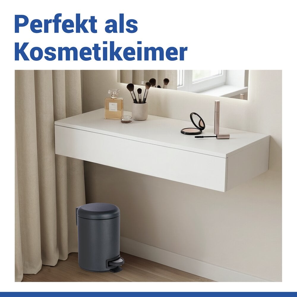 Kosmetik Treteimer Mod. Leman Schwarz Matt 3L mit herausnehmbarem Einsatz