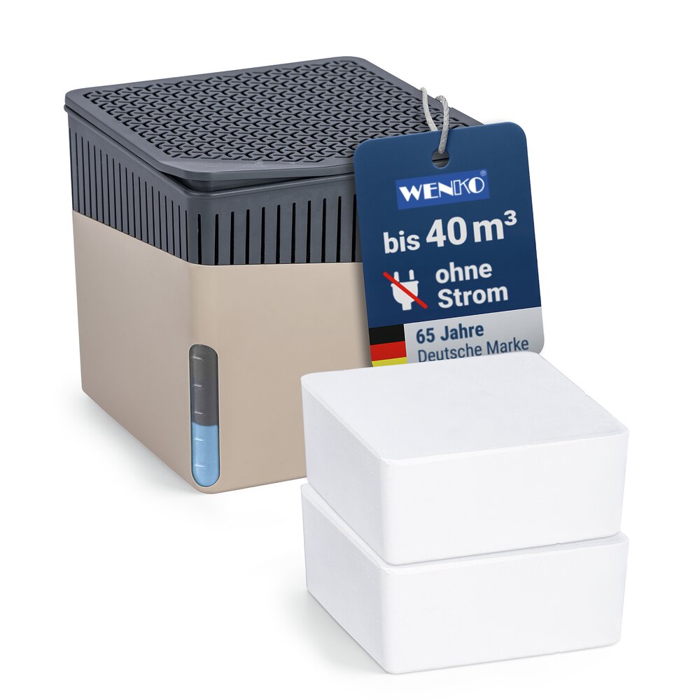 Raumentfeuchter Mod. Cube Beige 500 g mit Nachfüller  beugt Schimmel und Gerüchen vor