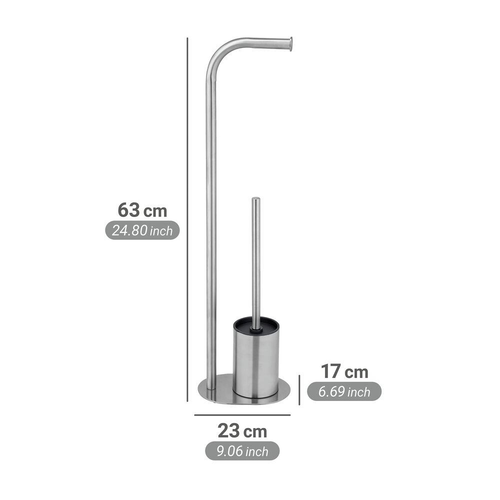 Garniture WC Mod. Levante, argent, inox, 23x63x17 cm  avec support papier toilette intégré