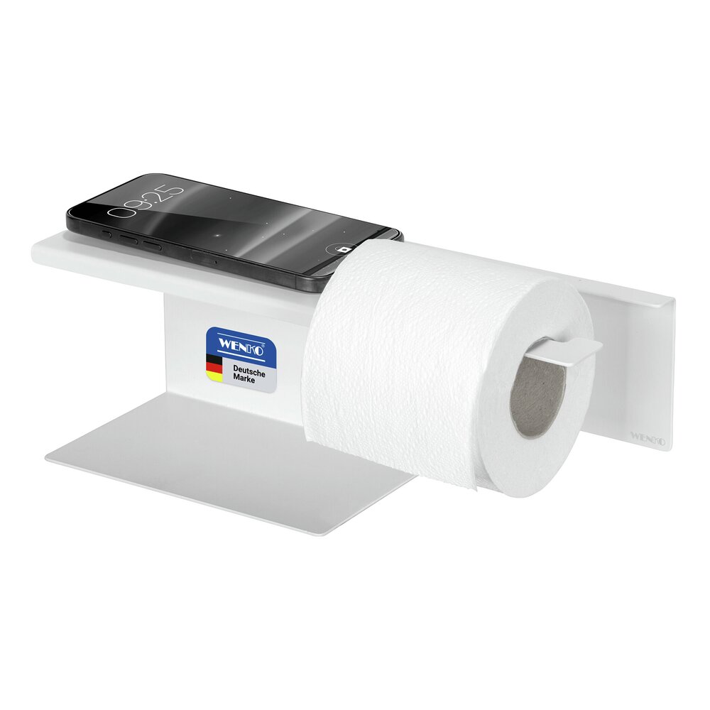 Turbo-Loc® Toilettenpapierhalter mit Ablage Mod. Lizan Weiß  Befestigen ohne Bohren