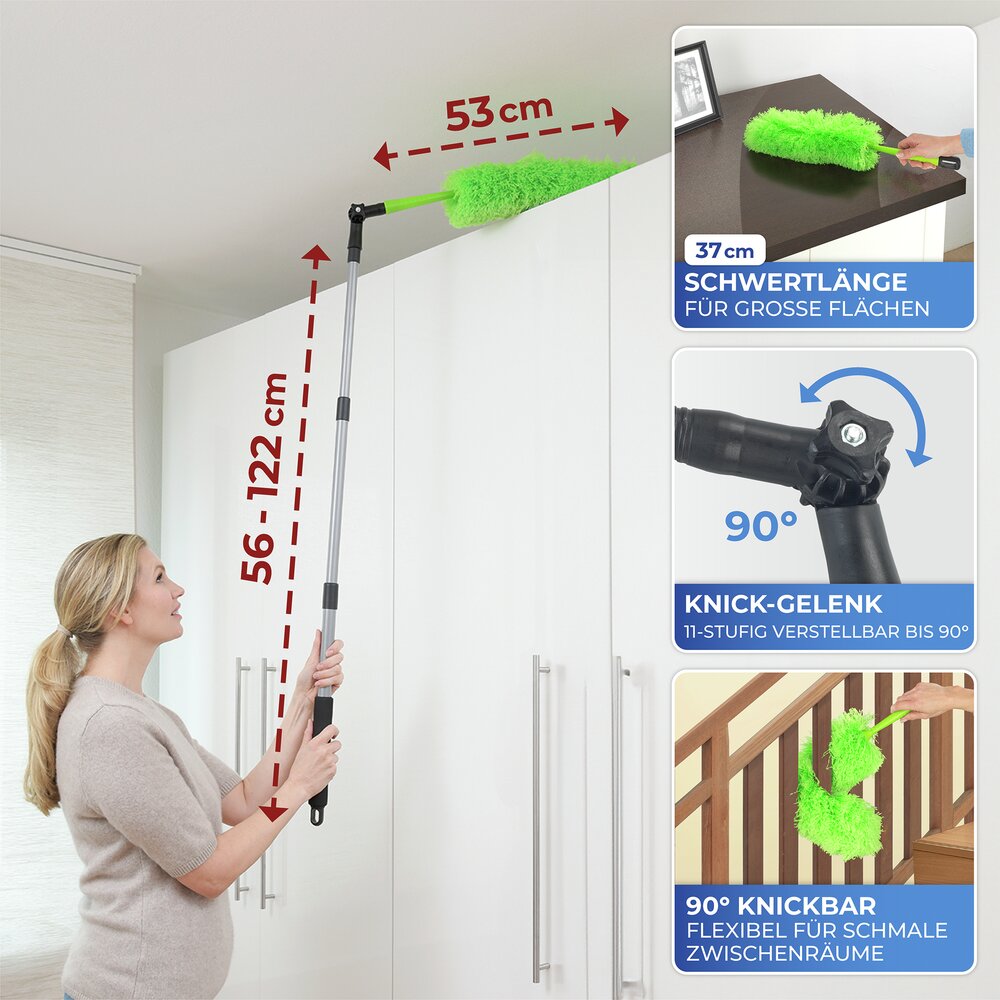 Mikrofaser-Staubwedel mit Teleskopstiel und Knickgelenk  antistatische Fasern