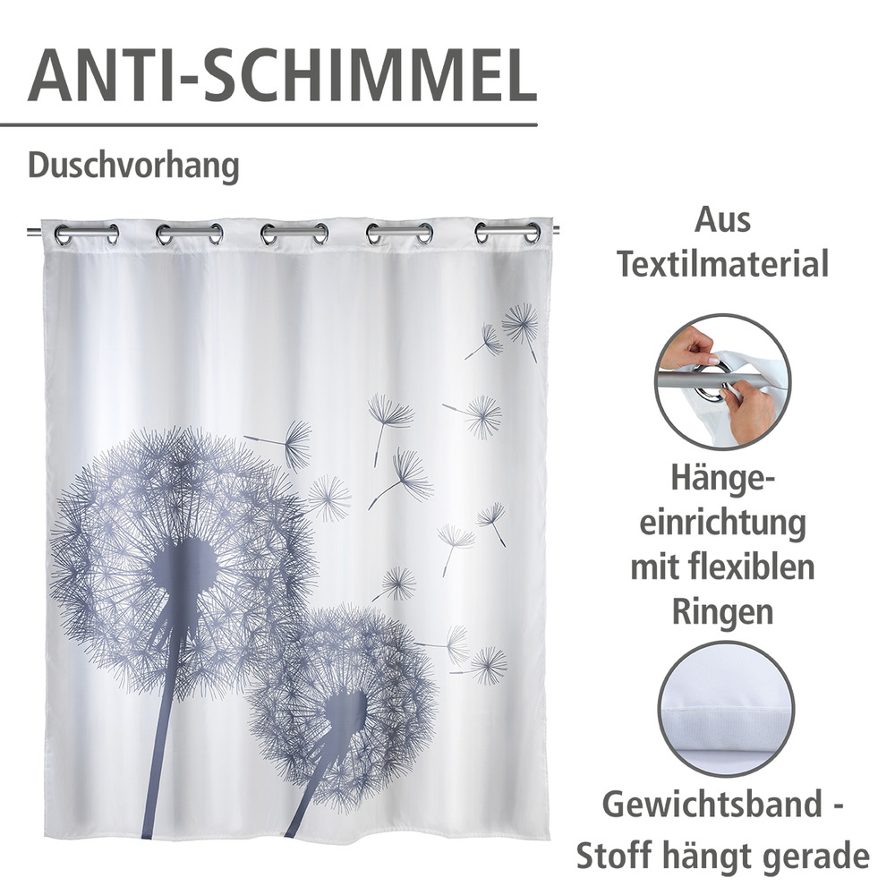 Anti-Schimmel Duschvorhang Mod. Astera Flex  Polyester, 180 x 200 cm, waschbar