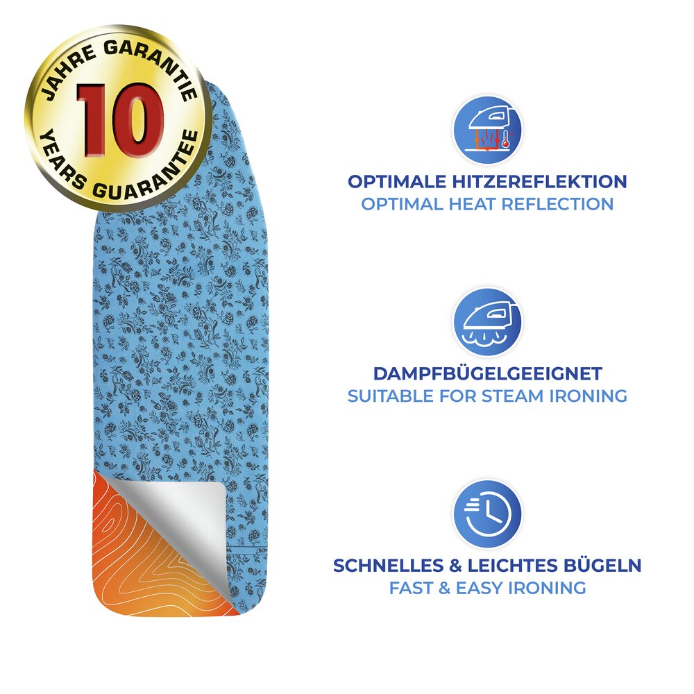 Bügeltischbezug Mod. Keramik M Blume  bis 126 x 41 cm einsetzbar