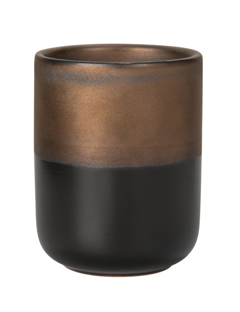 Gobelet à dents Mod. Enego, noir/bronze, céramique, Ø7.5x10 cm  design élégant, sur pied