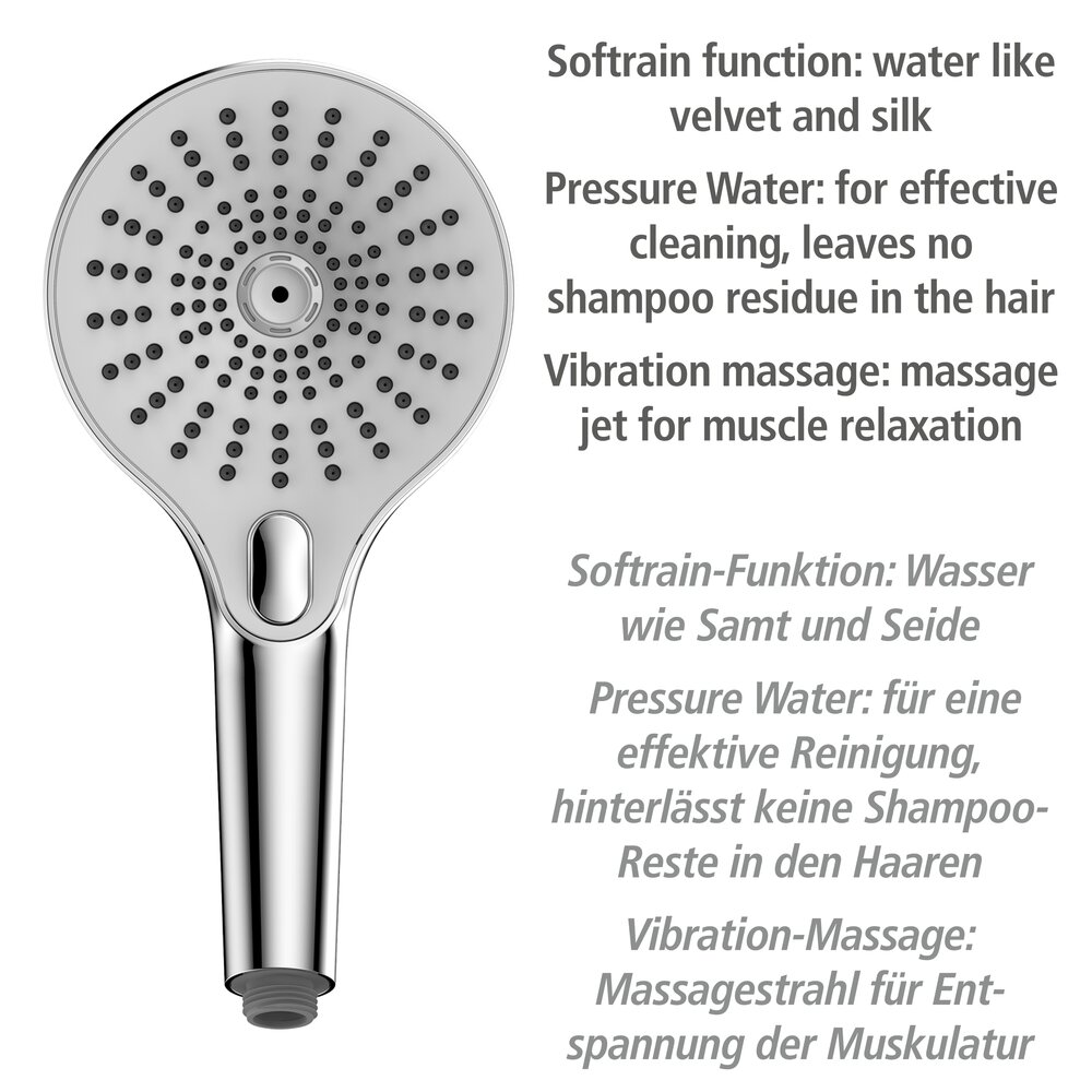 Pommeau de douche Blanc Chromé  diamètre 13 cm