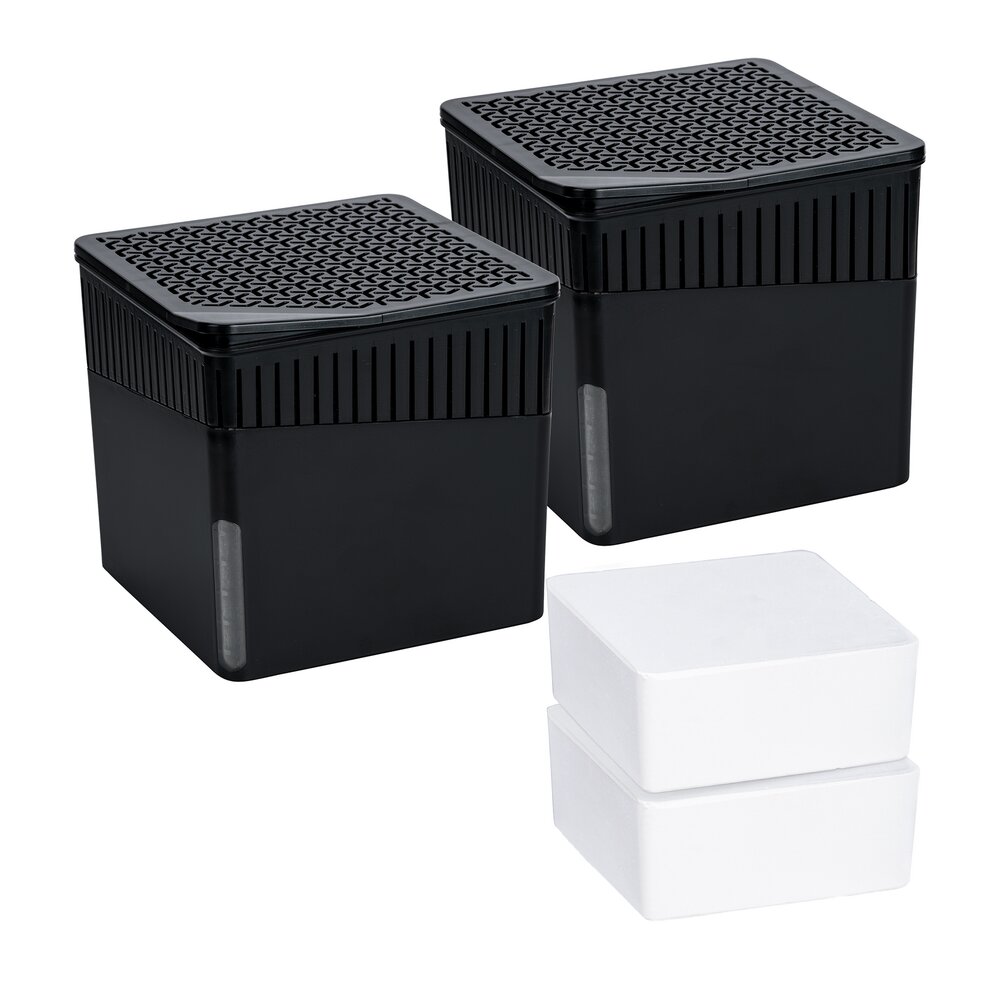 Raumentfeuchter Mod. Cube 500 g Schwarz, 2er Set  beugt Schimmel und Gerüchen vor
