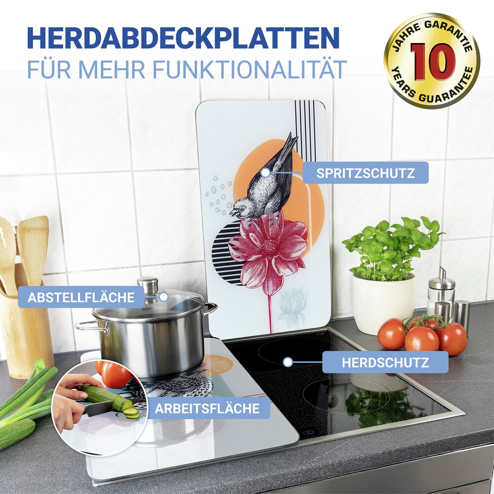 Fornuis Afdekplaten Universal Mod. Vogelgekwetter, set van 2