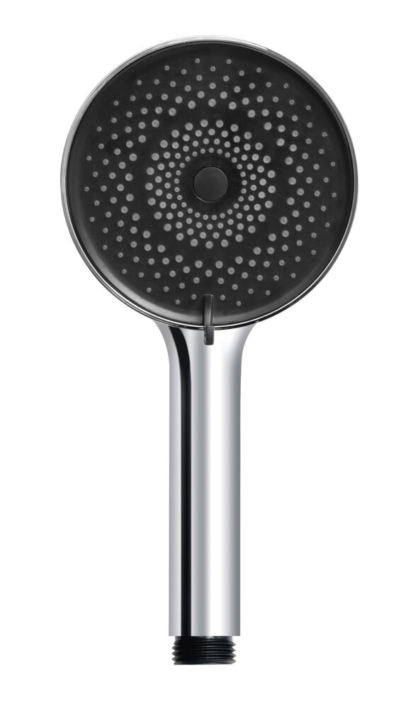 Duschkopf Mod. Softwater Ø12 cm, chrom/schwarz, Kunststoff  mit Noppen für Kalkreinigung