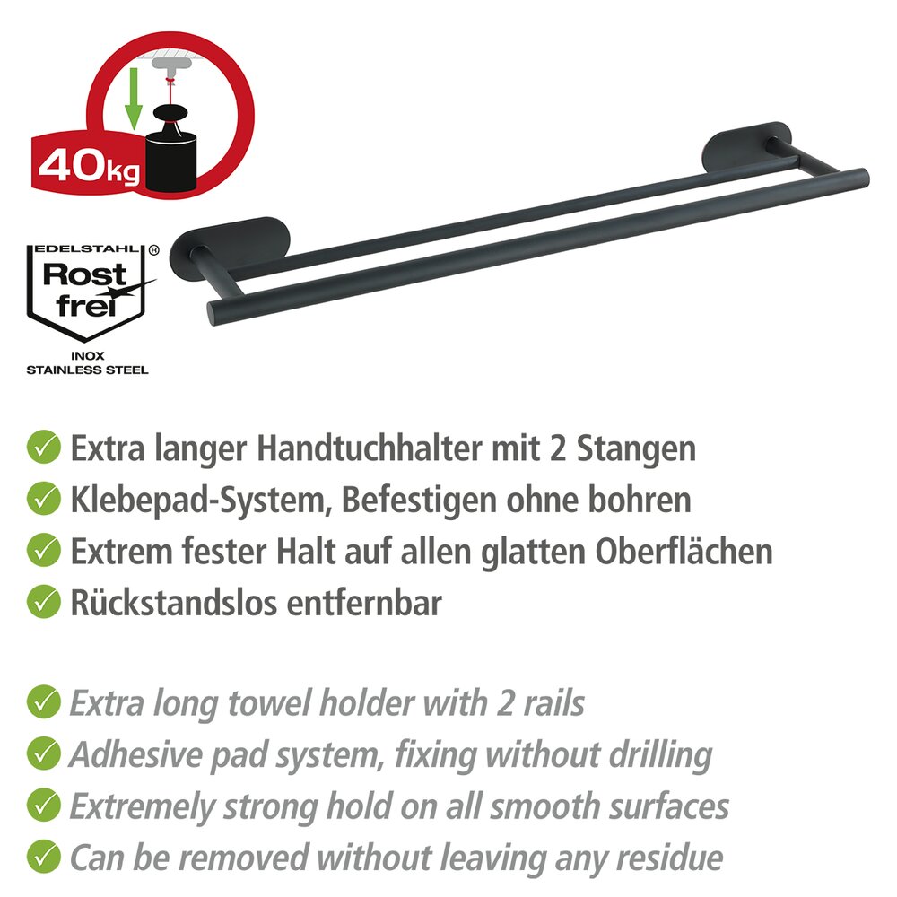 Turbo-Loc® barre porte-serviettes Duo Orea Black  acier inox