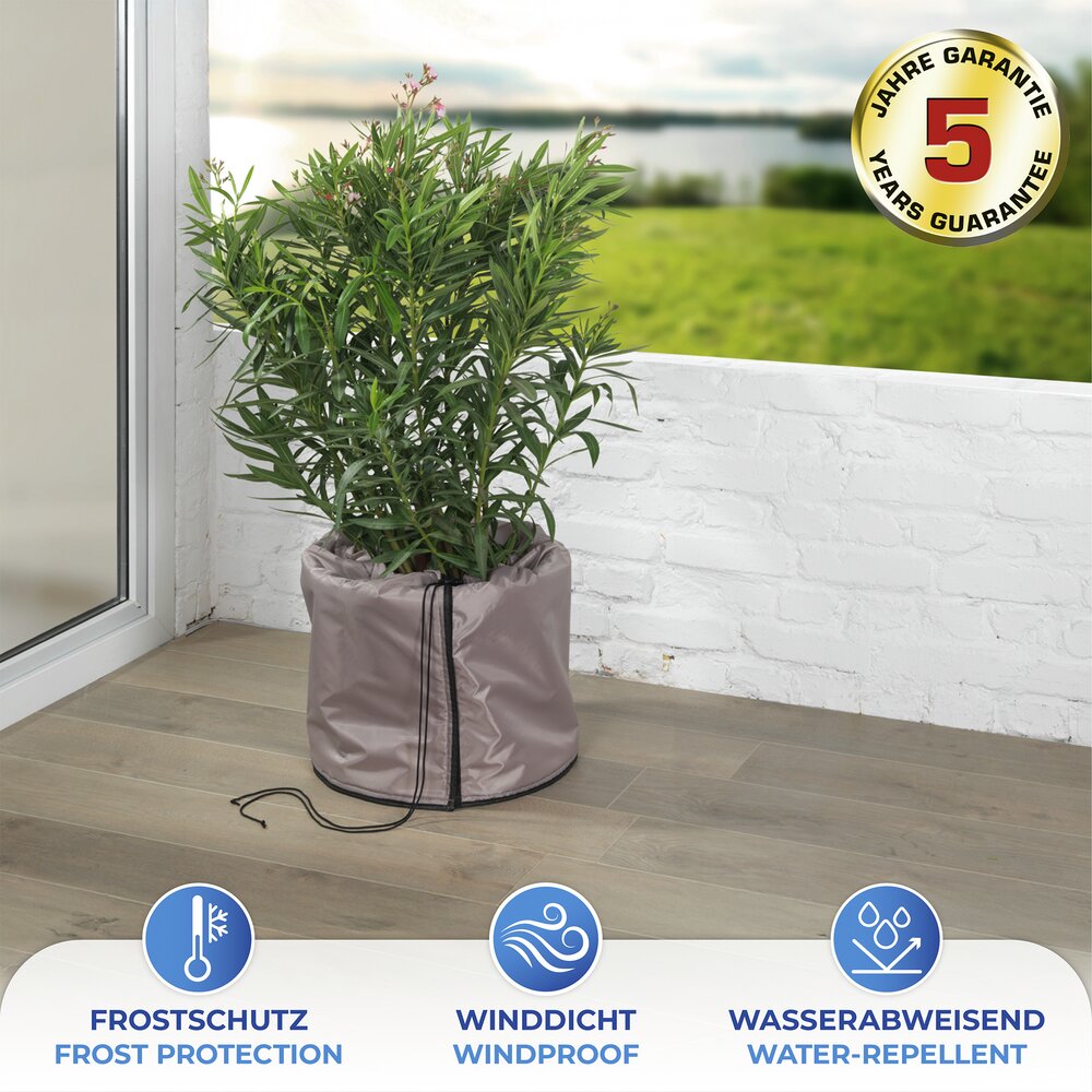 Sac thermique pour pots, beige, polyester, Ø45x55 cm  protège contre le gel