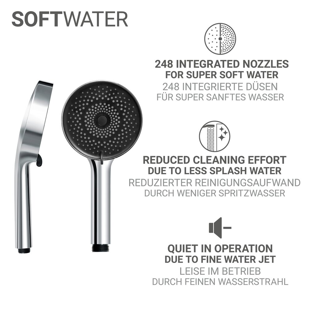 Doucheset Mod. Softwater, chroom, roestvrij staal, 70 cm