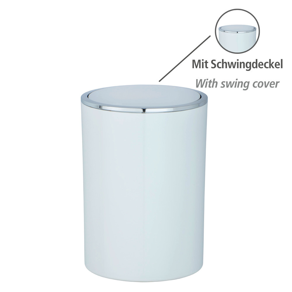 Schwingdeckeleimer Mod. Inca White  hochwertiger Kunststoff, 5 Liter