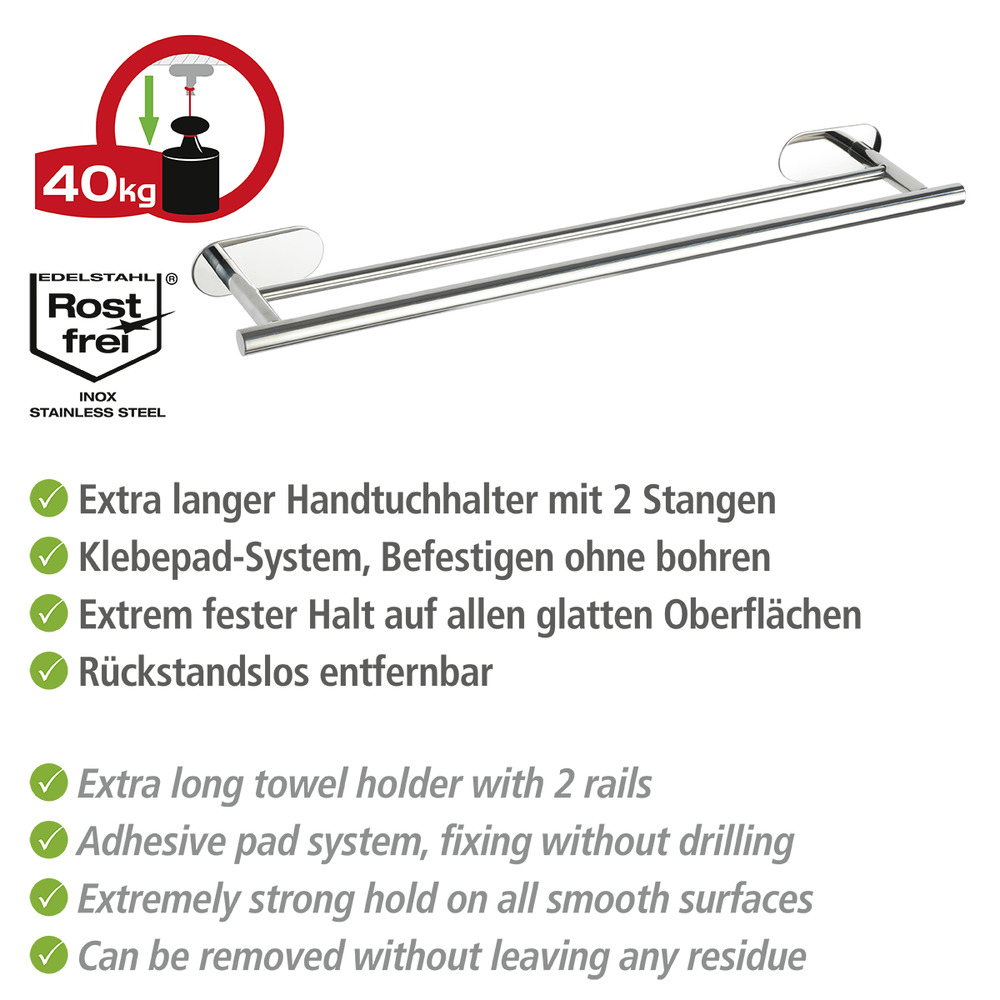 Turbo-Loc® Edelstahl Badetuchstange Mod. Orea Duo Shine  Handtuchstange, Befestigen ohne bohren