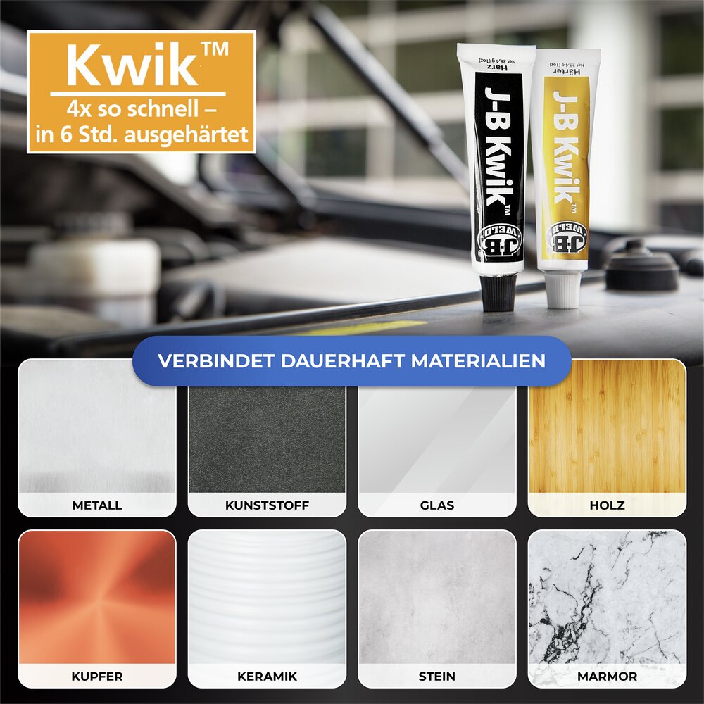 Adhésif à deux composants Kwik, 2 tubes  colle tout de manière particulièrement rapide et durable
