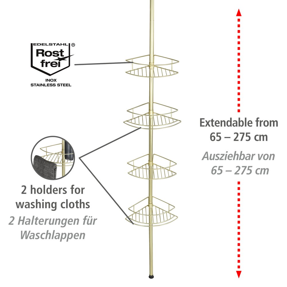 Teleskop-Eckregal Mod. Dolcedo  aus rostfreiem Edelstahl