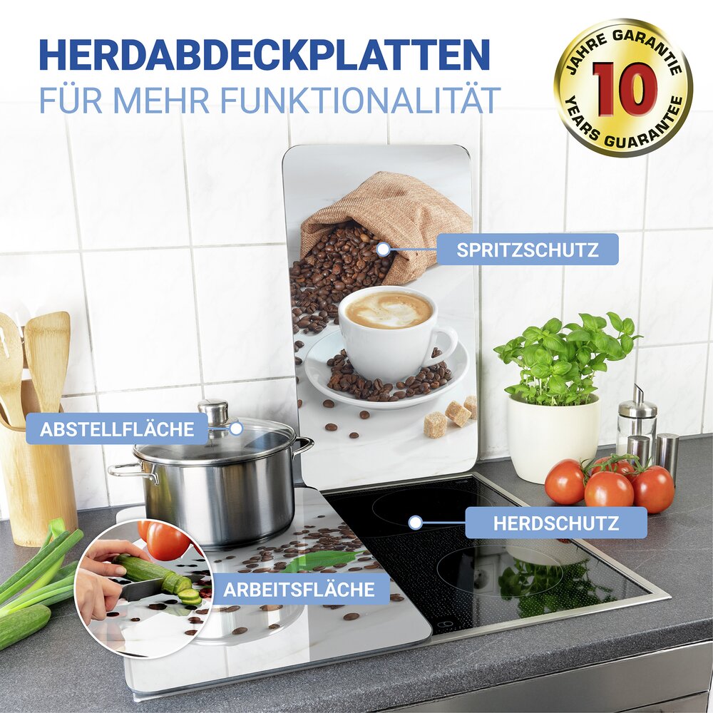 Herdabdeckplatte Universal Mod. Café Aromatica, 2er Set  für alle Herdarten geeignet