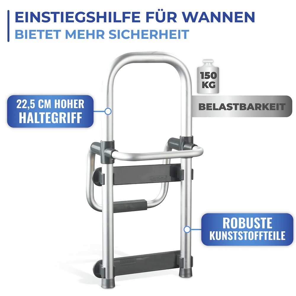 Badewannen-Einstiegshilfe Mod. Secura Silber  verstellbar