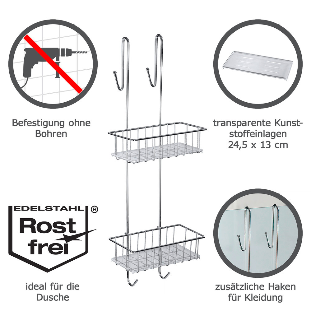 Duschcaddy Mod. Aldo 2 Etagen  Edelstahl rostfrei