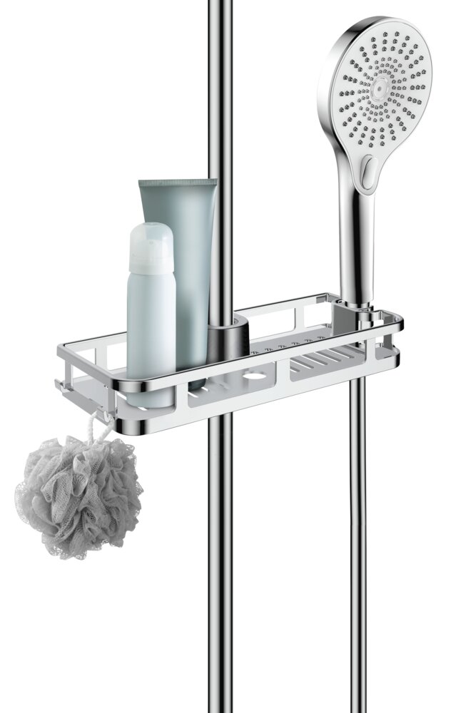 Tablette de douche Libertà Chrome  avec crochet et support de pommeau de douche
