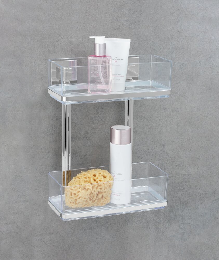 Vacuum-Loc® Edelstahl Wandregal 2 Etagen Mod. Quadro  Befestigen ohne bohren