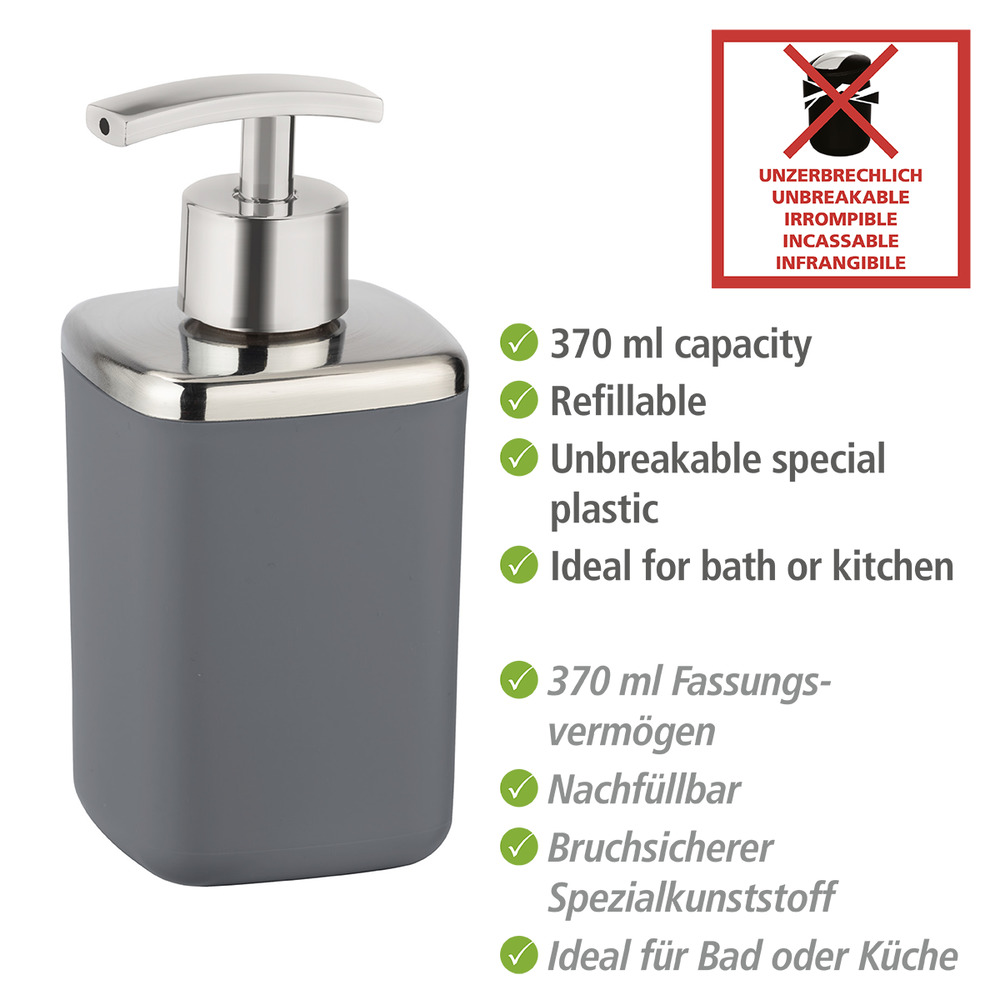 Seifenspender Mod. Barcelona Anthrazit  Spezialkunststoff, absolut bruchsicher, 370 ml