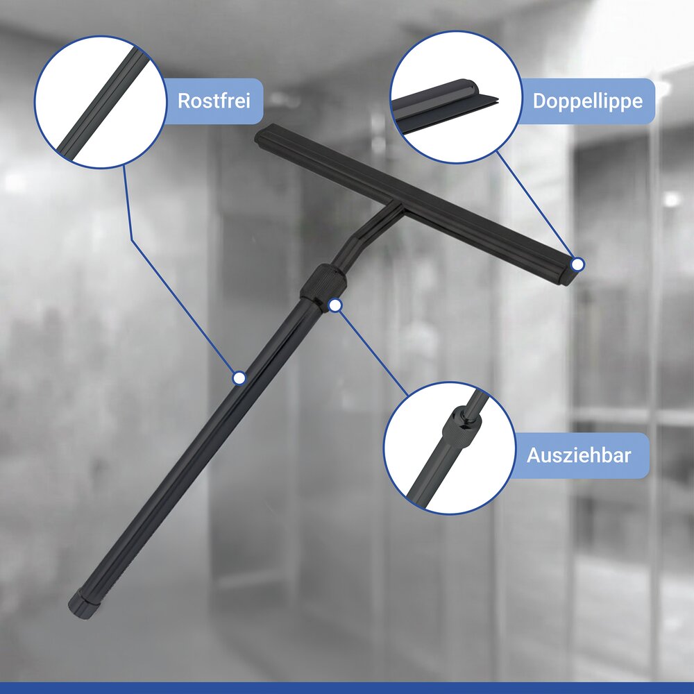 Telescopische badkamermop zwart