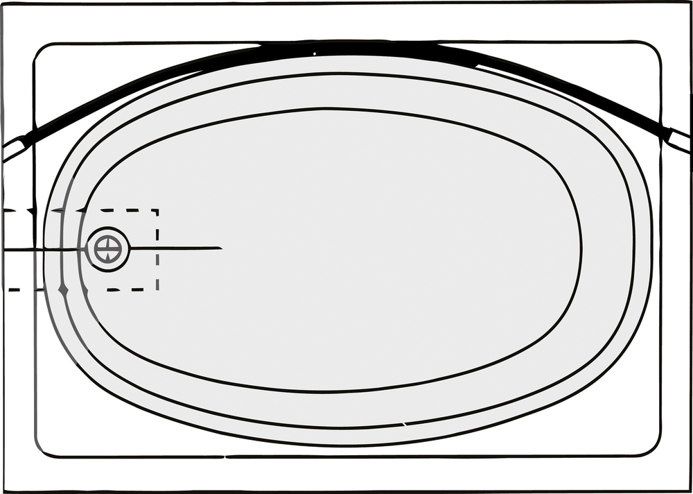 Teleskop-Badewannenstange bogenförmig Chrom  110 - 200 cm