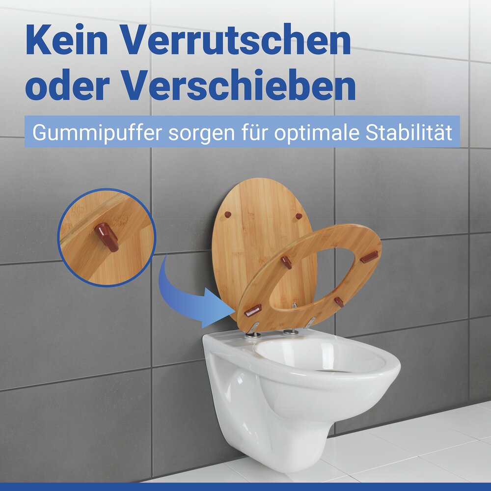 Abattant WC Bambou  fixation métallique en chrome
