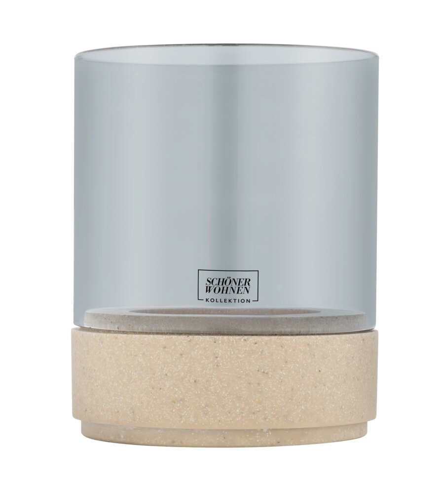 Windlicht Mod. Canvel L, Beige Teelichtglas für Indoor & Outdoor