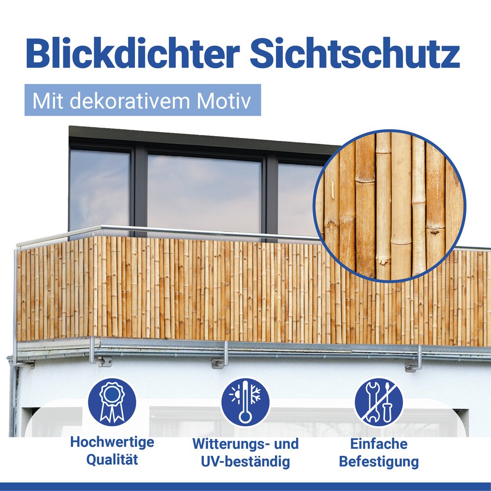 Balkon-Sichtschutz Mod. Bambus, 5 m  UV- und witterungsbeständig