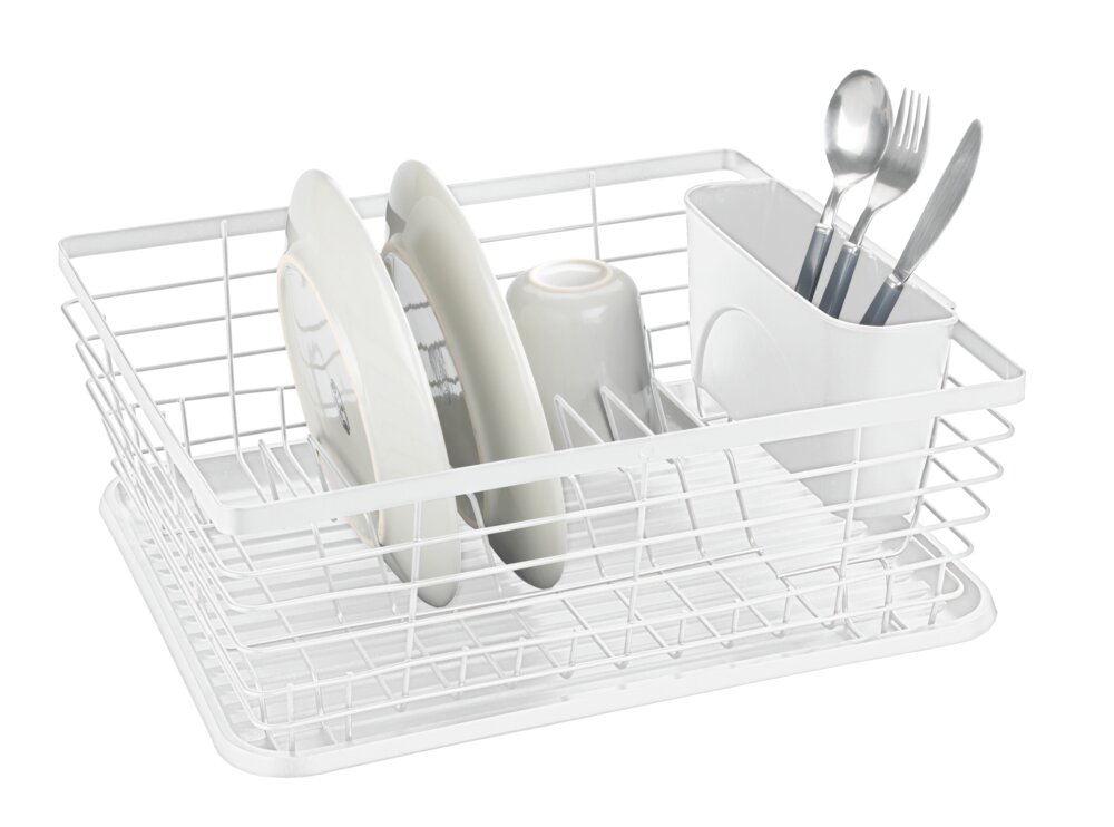 Égouttoir à vaisselle Mod. Drip, blanc, métal/plastique, 36x15x30 cm  avec panier amovible pratique