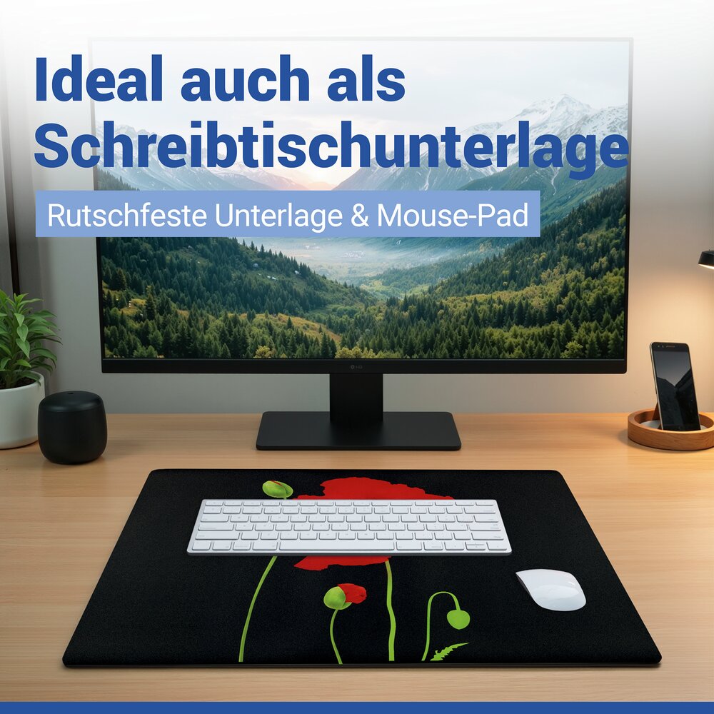 Schutzabdeckmatte Mod. Mohn 60 x 52 cm  hitzebeständige Schutzmatte für Kochfelder