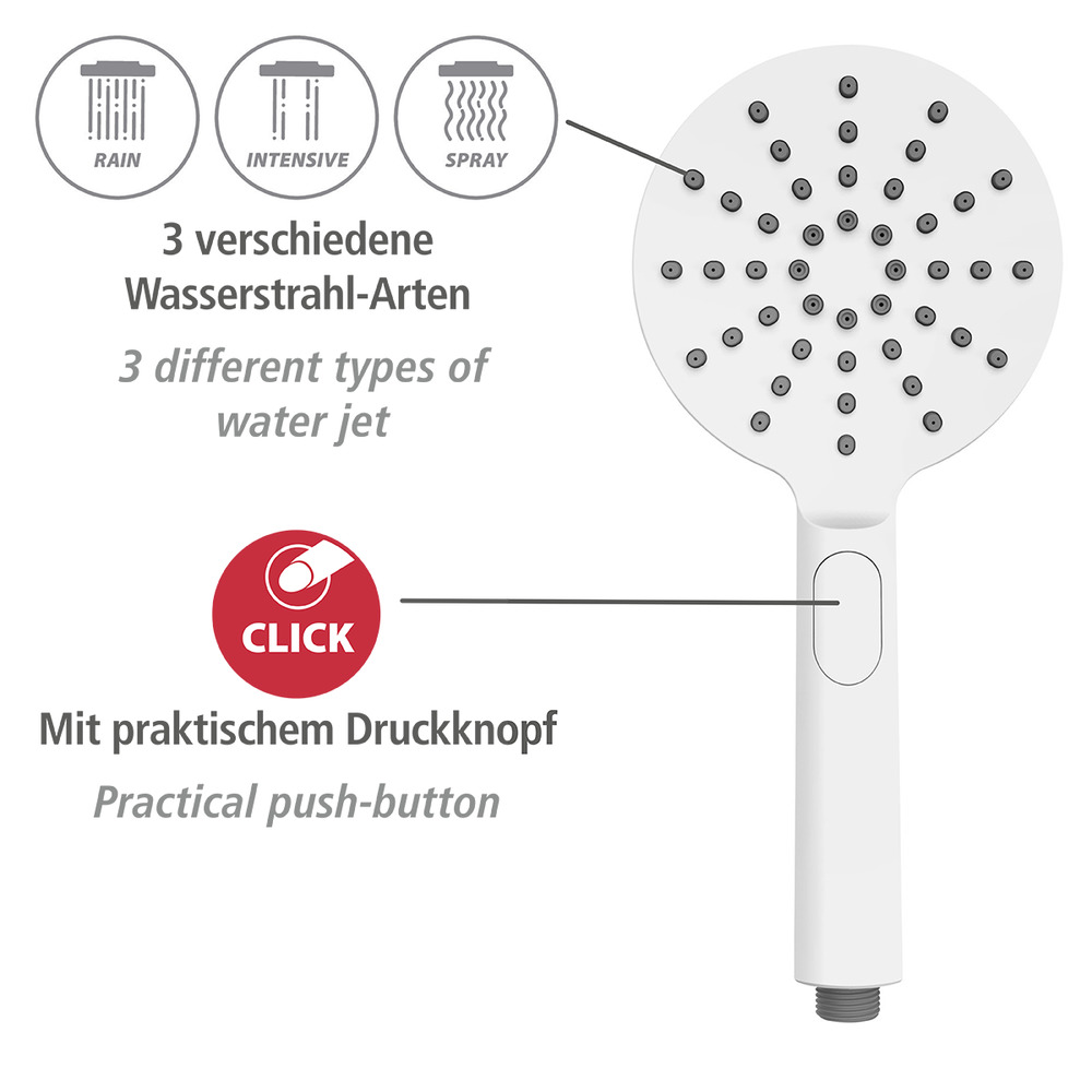 Duschkopf Design Weiß  Ø 12 cm