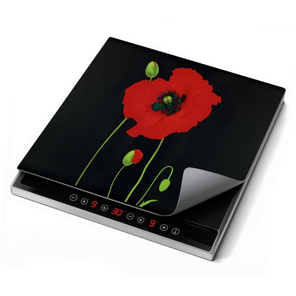 Schutzabdeckmatte Mod. Mohn 60 x 52 cm  hitzebeständige Schutzmatte für Kochfelder