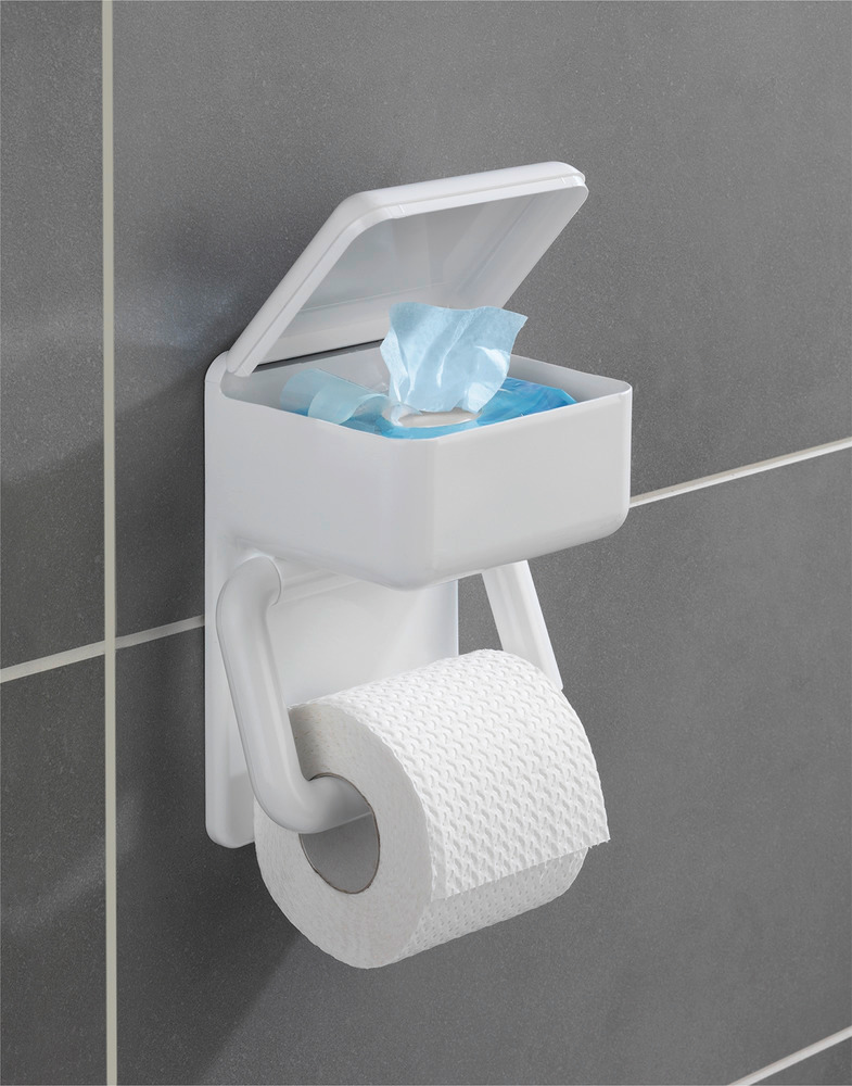 Toilettenpapierhalter 2 in 1  mit Ablage für feuchte Toilettentücher