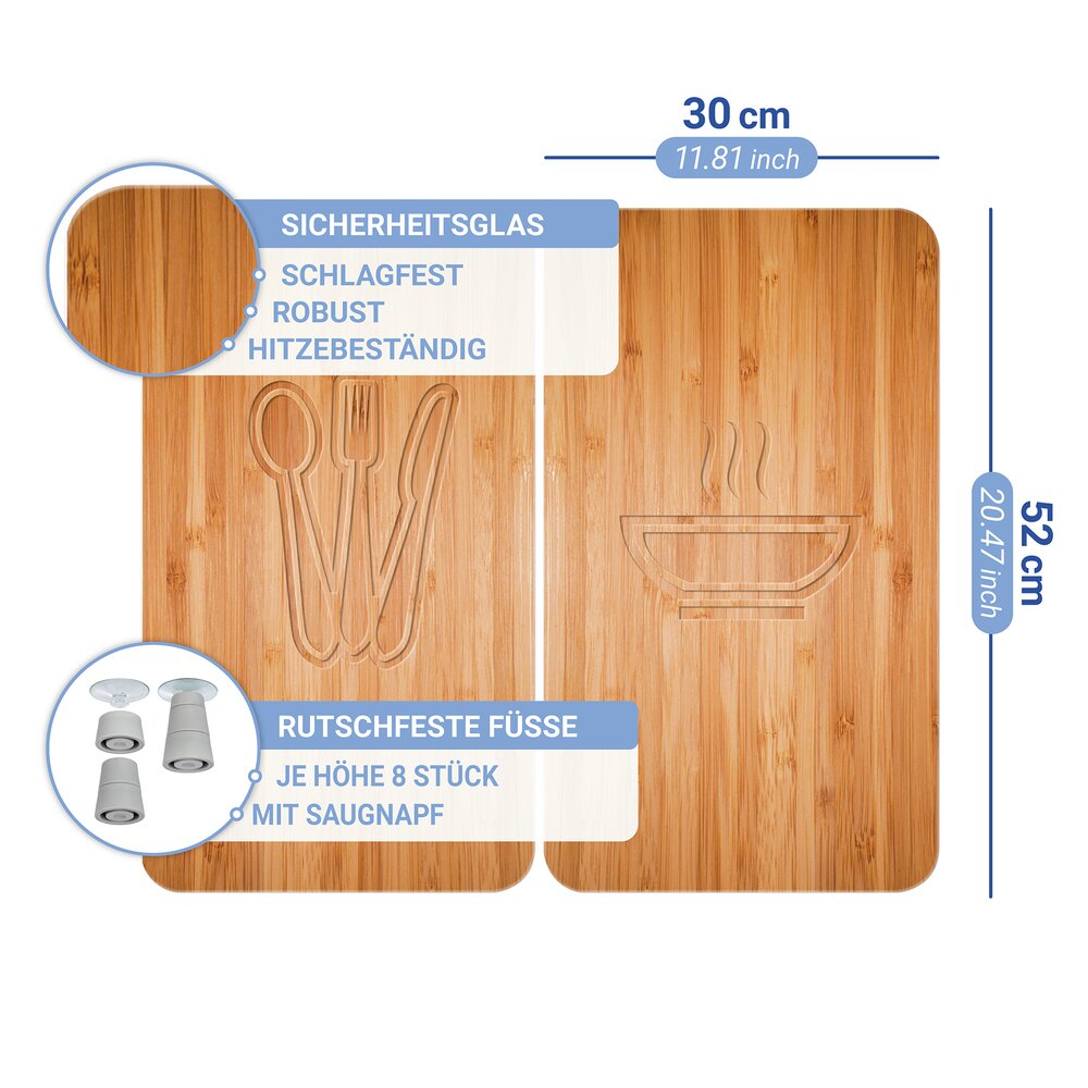 Herdabdeckplatte Universal Mod. Lunch, 2er Set  für alle Herdarten geeignet