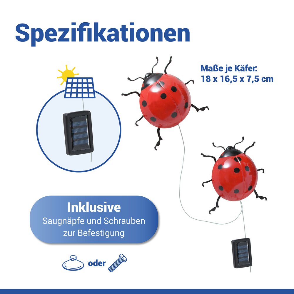 LED Solarleuchte Marienkäfer, 2er Set  dekorative Gartenbeleuchtung