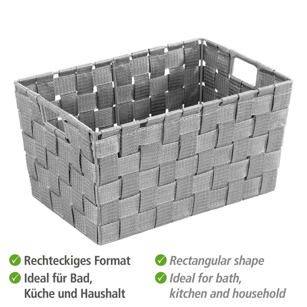 Aufbewahrungskorb Mod. Adria S Grau  Kunststoff-Geflecht